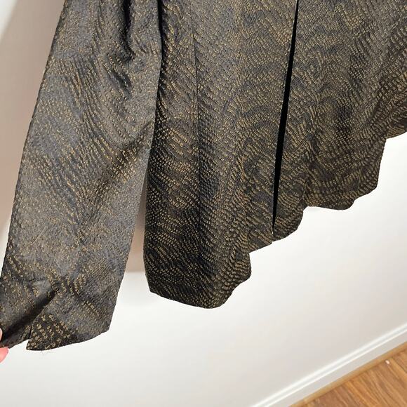 Eileen Fisher Womens Silk Jacket Small Black Jacquard Open Front Pockets Lined - Picture 12 of 13